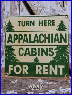 Vintage Appalachian Trail Lodge Porcelain Sign Old Cabin For Rent Smoky Nat Park