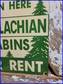 Vintage Appalachian Trail Lodge Porcelain Sign Old Cabin For Rent Smoky Nat Park