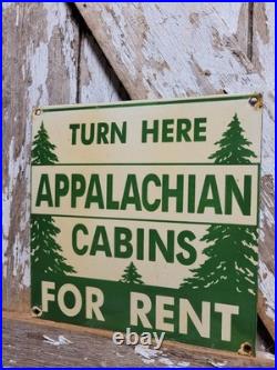 Vintage Appalachian Trail Lodge Porcelain Sign Old Cabin For Rent Smoky Nat Park