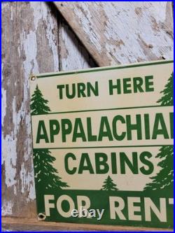 Vintage Appalachian Trail Lodge Porcelain Sign Old Cabin For Rent Smoky Nat Park