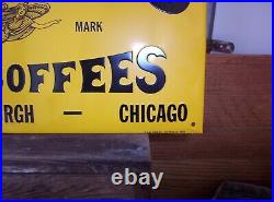Vintage Arbuckles Roasted Coffee Embossed Metal Sign Co AAA Sign Coitsville Ohio