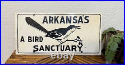 Vintage Arkansas A Bird Sanctuary Metal Sign Forest Park Woodland Cabin Decor