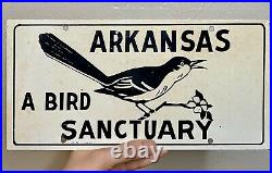 Vintage Arkansas A Bird Sanctuary Metal Sign Forest Park Woodland Cabin Decor