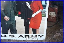 Vintage Army Recruiting station Sign Americana Metal Sign Double Sided 1960s USA