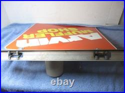 Vintage Arvin Muffler Shop Metal Sign Two Sided Hanging / Swinging With Bracket