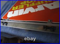 Vintage Arvin Muffler Shop Metal Sign Two Sided Hanging / Swinging With Bracket