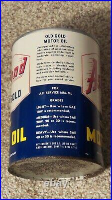 Vintage Ashland Motor Oil Can Metal One Quart Old Gold Sign Gas KY Pepper Enarco
