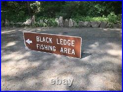 Vintage BLACKLEDGE FISHING AREA Sign Metal Highway Street Road Signs Fish Art