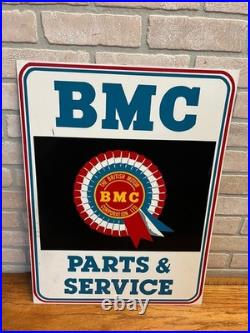 Vintage BMC Parts Service Metal Sign Triumph Austin Healey British Motor Dealer