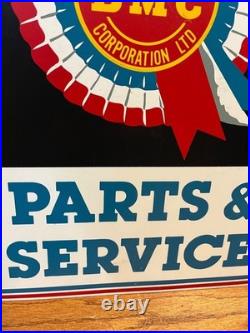 Vintage BMC Parts Service Metal Sign Triumph Austin Healey British Motor Dealer