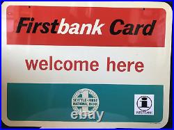 Vintage Bank Firstbank Credit Card Advertising Double Sided Metal Sign 24 X 18