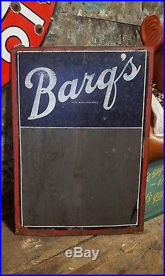 Vintage Barq's Metal Advertising Sign Menu Board 2-SIDED Root Beer RARE Early