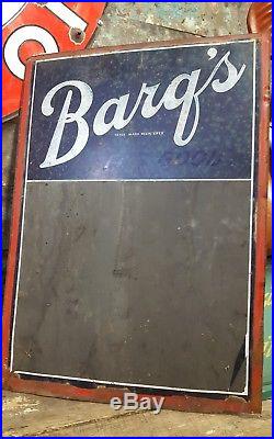 Vintage Barq's Metal Advertising Sign Menu Board 2-SIDED Root Beer RARE Early