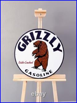 Vintage Bear Oil Company Grizzly Gasoline Heavy Metal Sign 19.7 (50cm)