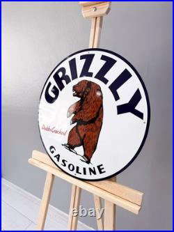 Vintage Bear Oil Company Grizzly Gasoline Heavy Metal Sign 19.7 (50cm)
