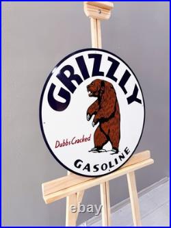 Vintage Bear Oil Company Grizzly Gasoline Heavy Metal Sign 19.7 (50cm)