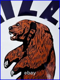 Vintage Bear Oil Company Grizzly Gasoline Heavy Metal Sign 19.7 (50cm)