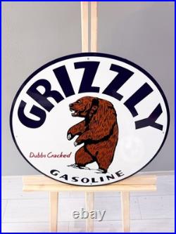 Vintage Bear Oil Company Grizzly Gasoline Heavy Metal Sign 19.7 (50cm)