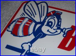 Vintage Bee Line Automotive Alignment 12 Metal Gasoline Oil Bumble Beeline Sign