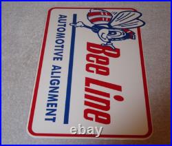 Vintage Bee Line Automotive Alignment 12 Metal Gasoline Oil Bumble Beeline Sign