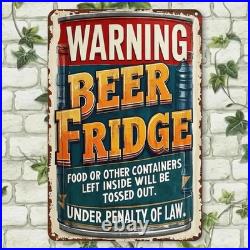 Vintage Beer Fridge Sign Mega Signs Aluminum Retro Diner Wall Decor