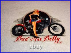 Vintage Betty Female Tattoo Model Motorcycle Porcelain Metal Gasoline & Oil Sign