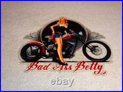 Vintage Betty Female Tattoo Model Motorcycle Porcelain Metal Gasoline & Oil Sign