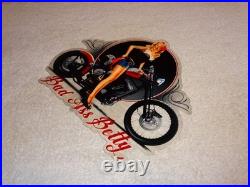Vintage Betty Female Tattoo Model Motorcycle Porcelain Metal Gasoline & Oil Sign