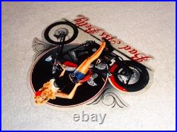 Vintage Betty Female Tattoo Model Motorcycle Porcelain Metal Gasoline & Oil Sign