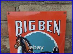 Vintage Big Ben Cigar Pipe Tobacco Porcelain Metal Gas Sign 12 X 8