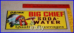 Vintage Big Chief Soda Water Indian Drinks Bottle 15 Porcelain Metal Gas Sign