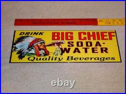 Vintage Big Chief Soda Water Indian Drinks Bottle 15 Porcelain Metal Gas Sign Vintage Big Chief Soda Water Indian Drinks Bottle 15 Porcelain Metal Gas Sign