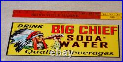 Vintage Big Chief Soda Water Indian Drinks Bottle 15 Porcelain Metal Gas Sign