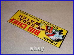 Vintage Big Chief Soda Water Indian Drinks Bottle 15 Porcelain Metal Gas Sign