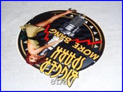 Vintage Bigger Spark More Bang Woman? & Plug 12 Metal Big Gasoline & Oil Sign