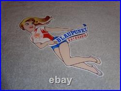 Vintage Blaupunkt Auto Car Radio Woman 11 3/4 Porcelain Metal Gasoline Oil Sign