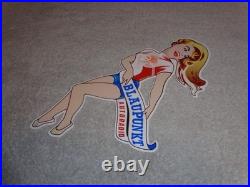 Vintage Blaupunkt Auto Car Radio Woman 11 3/4 Porcelain Metal Gasoline Oil Sign