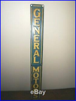 Vintage Blue GM Sign General Motors Auto Maker Embossed Vertical Metal Oil Gas