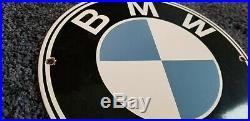 Vintage Bmw Automobile Porcelain Metal Gas Dealer German Sales Service Sign