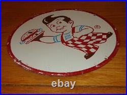 Vintage Bob's Big Boy Hamburger Restaurant 11 3/4 Porcelain Metal Gas Oil Sign