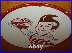 Vintage Bob's Big Boy Hamburger Restaurant 11 3/4 Porcelain Metal Gas Oil Sign