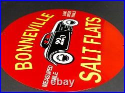 Vintage Bonneville Salt Flats Record 11 3/4 Porcelain Metal Gasoline Oil Sign