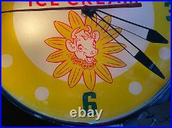 Vintage Borden's Elsie The Cow PAM 15 Lighted Metal Clock WORKS GREAT CONDITION