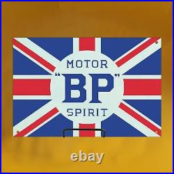 Vintage Bp Motor Spirit 12x8 Porcelain Metal Oil Petroleum Union Jack Gas Sign