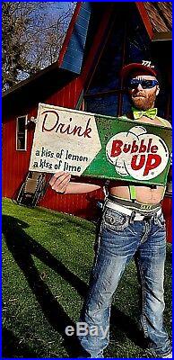 Vintage Bubble up Soda Pop Metal Menu Board Sign 28inX12in Like Sprite