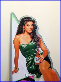 Vintage Budweiser King of Beers Beer Woman Original Metal Sign Man Cave Display