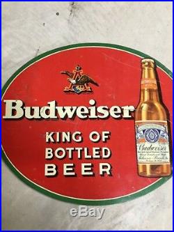 Vintage Budweiser Metal Beer Sign 1930s Anheuser Busch A&Eagle Bottle