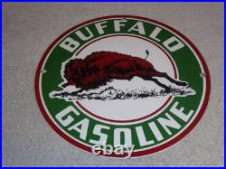 Vintage Buffalo Gasoline & Western Bison Animal 11 3/4 Porcelain Metal Oil Sign
