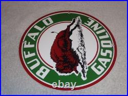 Vintage Buffalo Gasoline & Western Bison Animal 11 3/4 Porcelain Metal Oil Sign