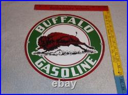 Vintage Buffalo Gasoline & Western Bison Animal 11 3/4 Porcelain Metal Oil Sign